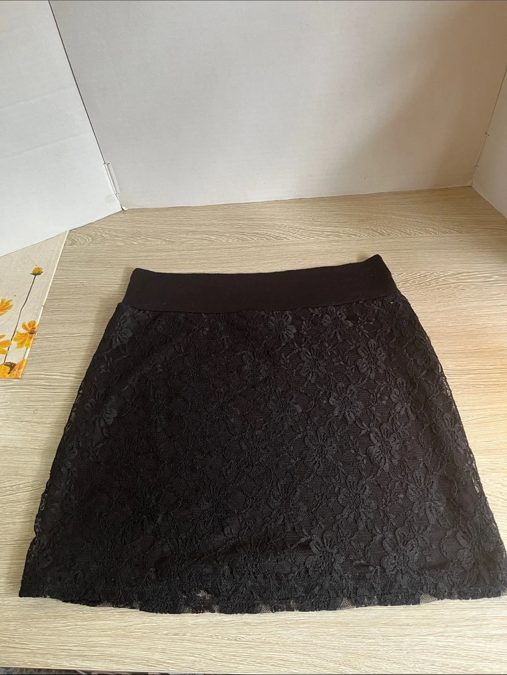 Free Kisses Black Floral Lace A-Line Skirt